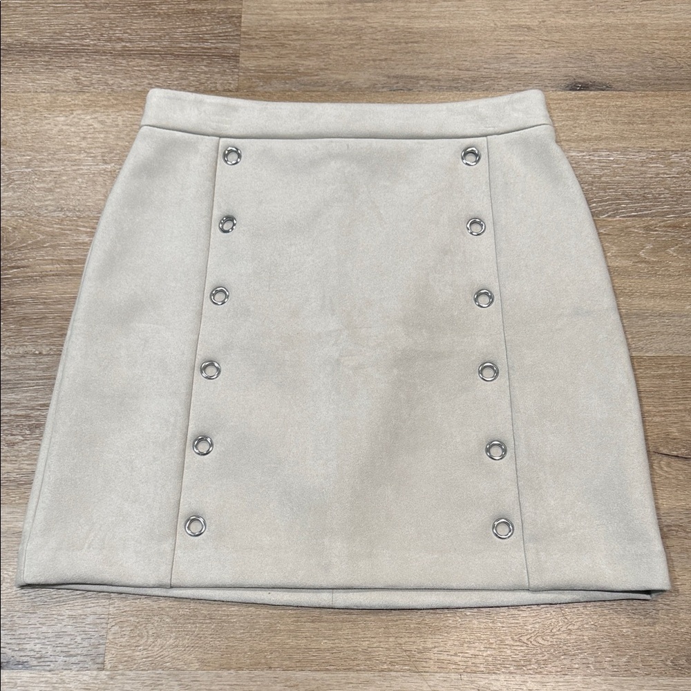 Ann Taylor Factory Size 10 Light Beige Mini Skirt with Silver Details